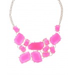 Neon Pink Stone Fragments Bib Necklace 